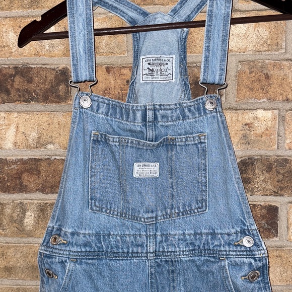 Levi Denim Overalls with Frayed Hem - Picture 2 of 10